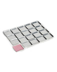Twenty 20  square-shaped refill magnetic makeup pans, each measuring 31.5 x 28.5mm, for the FIXY Broken Makeup Repressing System, showcasing one pan with product to illustrate usage, ideal for repairing and customizing makeup